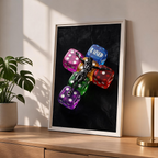 RAISED black Jesus poster in a styled tabletop mockup beside a plant and brass-colored lamp.